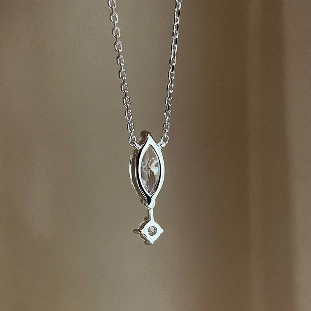 1.1carat Marquise/Round Cut Moissanite Pendant Necklace for Women Lab Diamond Necklaces 925 Sterling Silver Stacking Neck Chain