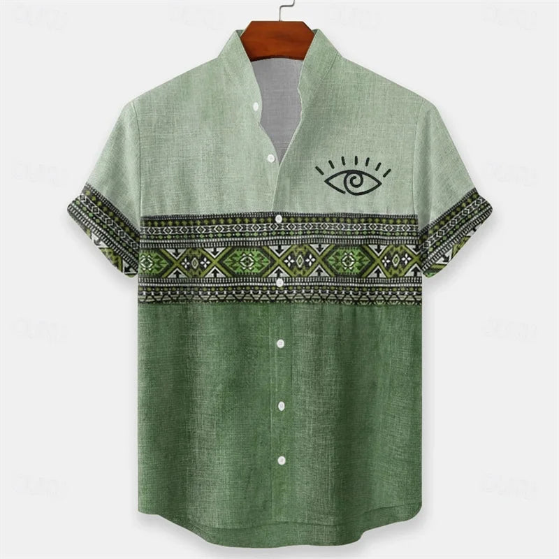 Men's Geometric Indian Ethnic Shirt Button Shirt