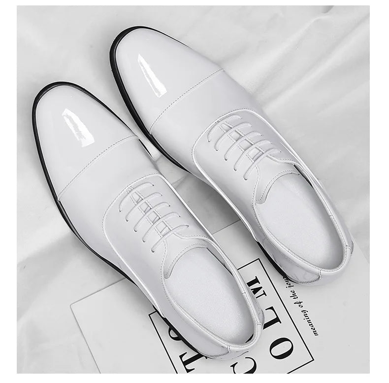 Korean Black White Leather Shoes for Men Big Size Business Casual Shoes Male Spring Autumn Lace Designer Fashion Shoe Man