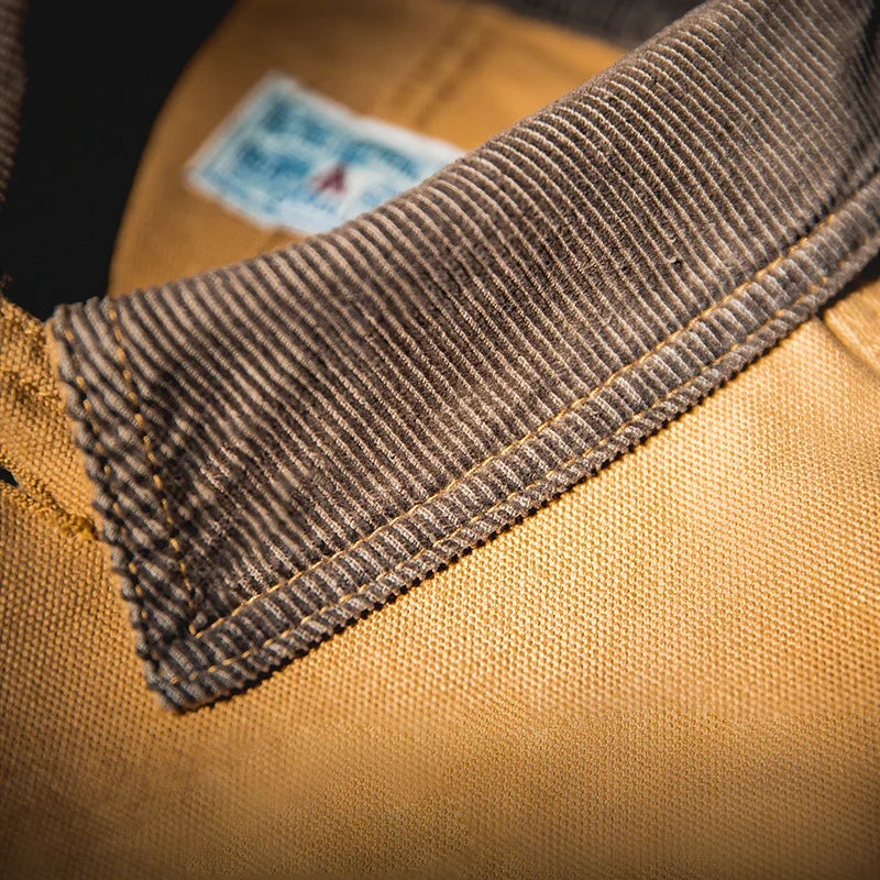 Vintage Heavyweight Michigan Chore Jackets Multi-Pocket Canvas Hunting Coat for Men's Spring Loose Lapel Collar Outwear