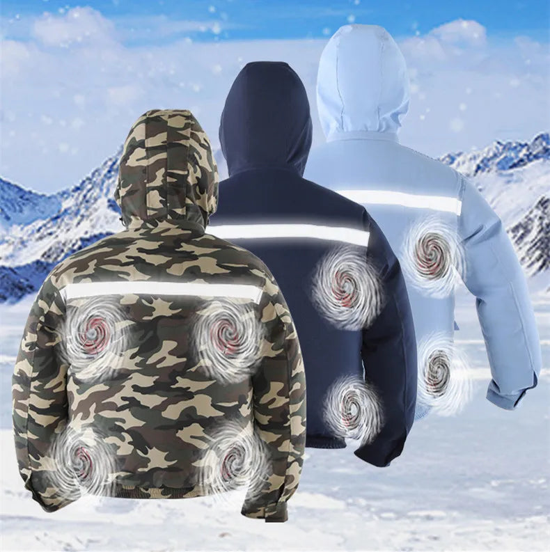 New Casual Loose Cooling Electric Fan Air Conditioning Suit Men Construction Site Outdoor Work Suit With 4 Fans Cooling Coat