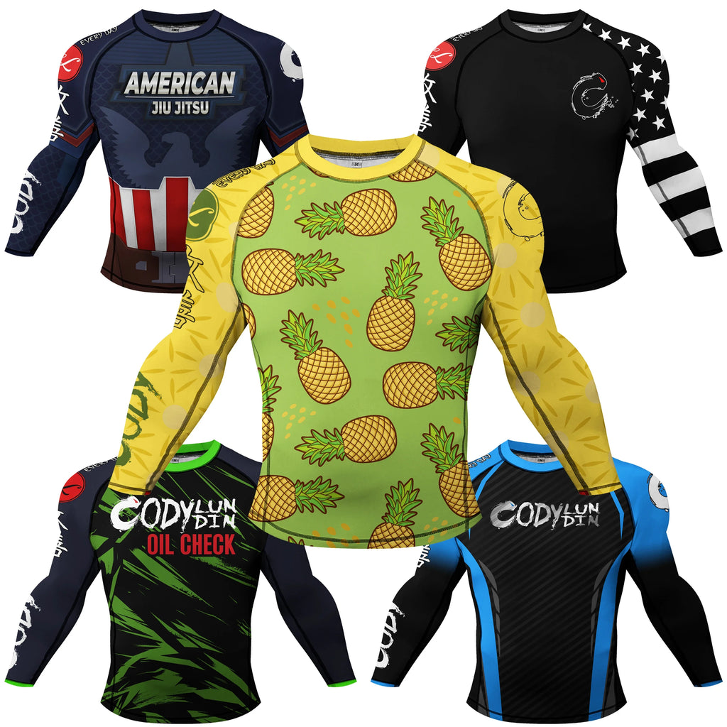 Popular Manufacturer Custom Sublimated Print Rashguard With Rubber Banding Hem Long Sleeves UV Sportswear Men Sport Gym T shirt