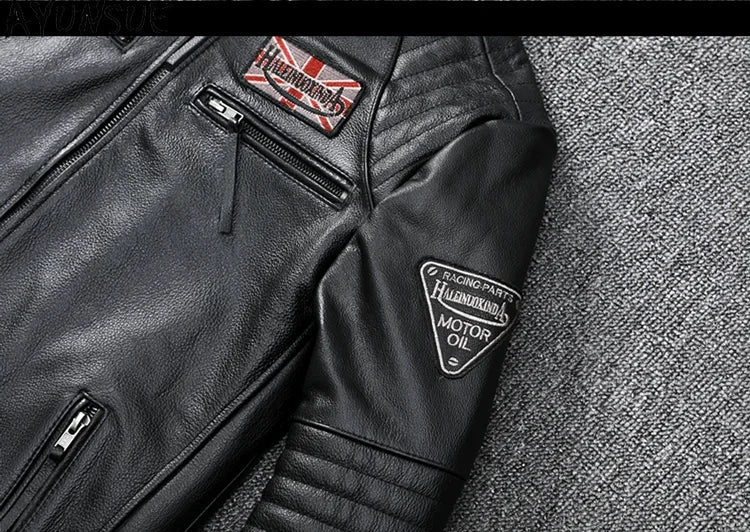 Mens Leather Jacket Autumn Men Clothing Handsome Motorcycle Jackets Two Colors Short Coats Kurtka Męska Skórzana Slim