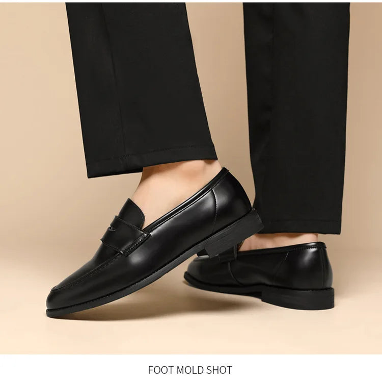 Men's Plus Size Genuine Leather Loafers Slip-on Formal Business Casual Dress Shoes for Man Spring Autumn New Wedding Shoes Male