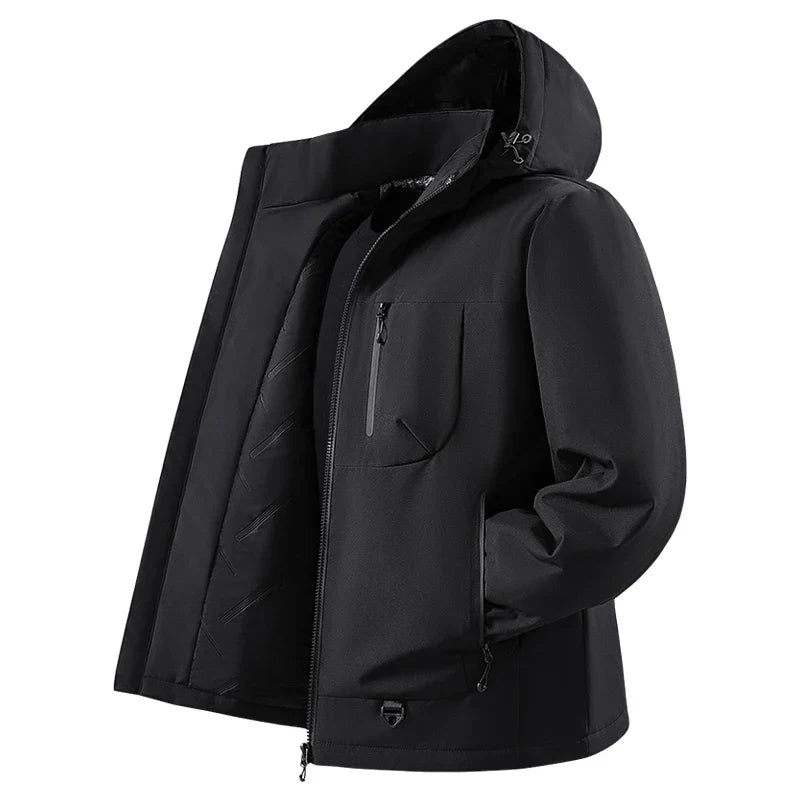 Men's Winter Warm Windbreaker Graphene Inner Waterproof Fleece Jackets Hiking Camping Climbing Skiing Thermal Rain Coat