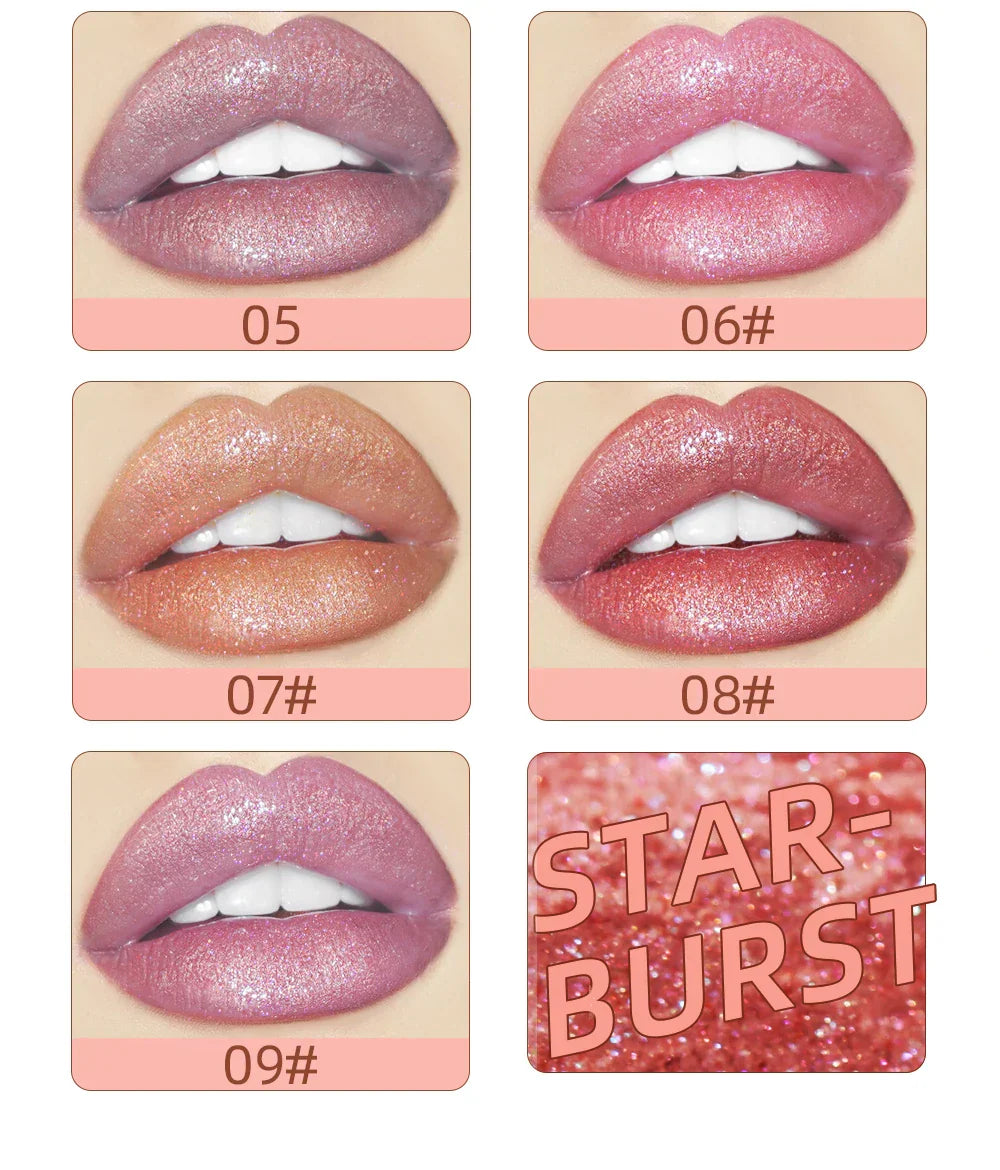 9Pcs/Sets Glitter Lip Glaze Liquid Lipstick Set Shine Lip Gloss Gift Box Natural Moisturizer Waterproof Lips Makeup