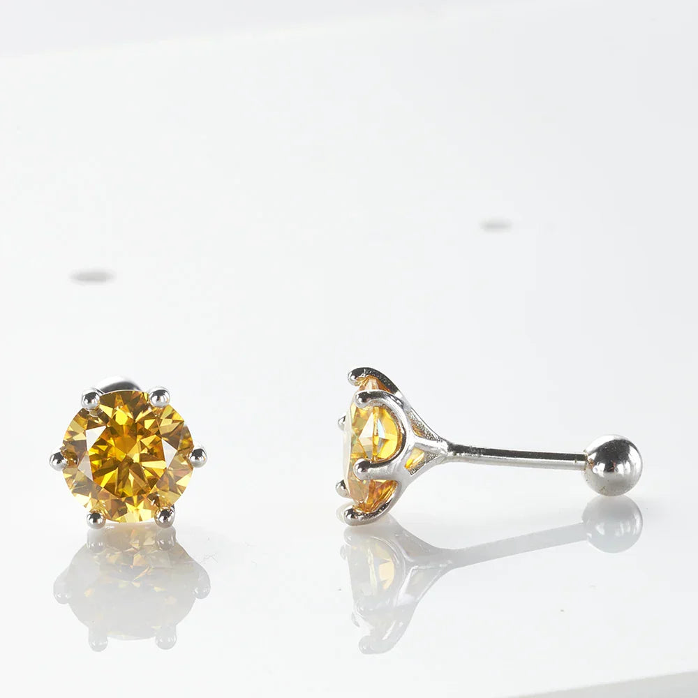 0.5-2ct Moissanite Screw Stud Earrings D Color 925 Sterling Silver Diamond Earrings For Women Wedding Fine Jewelry