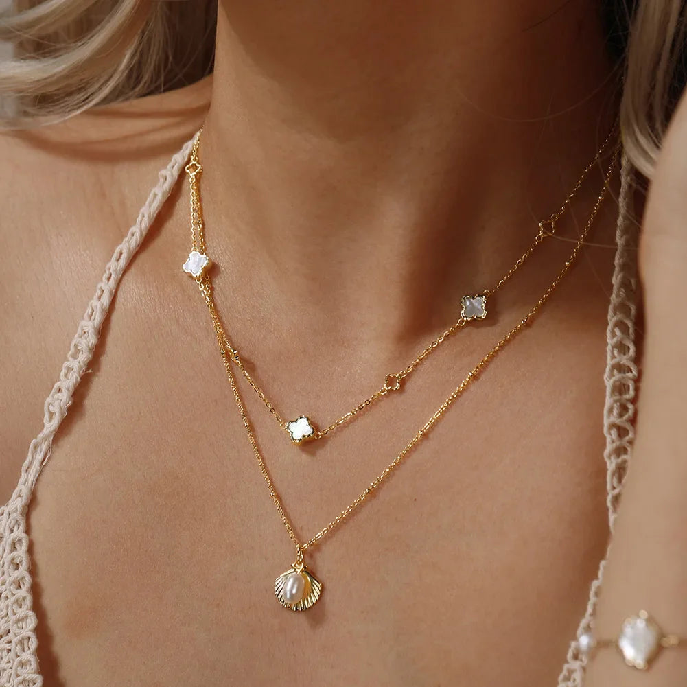925 Silver Four Flowers Clover Luxury Hollow Clover Chain Necklace Banquet Party Gift Neck Jewelry Accessories GMN61