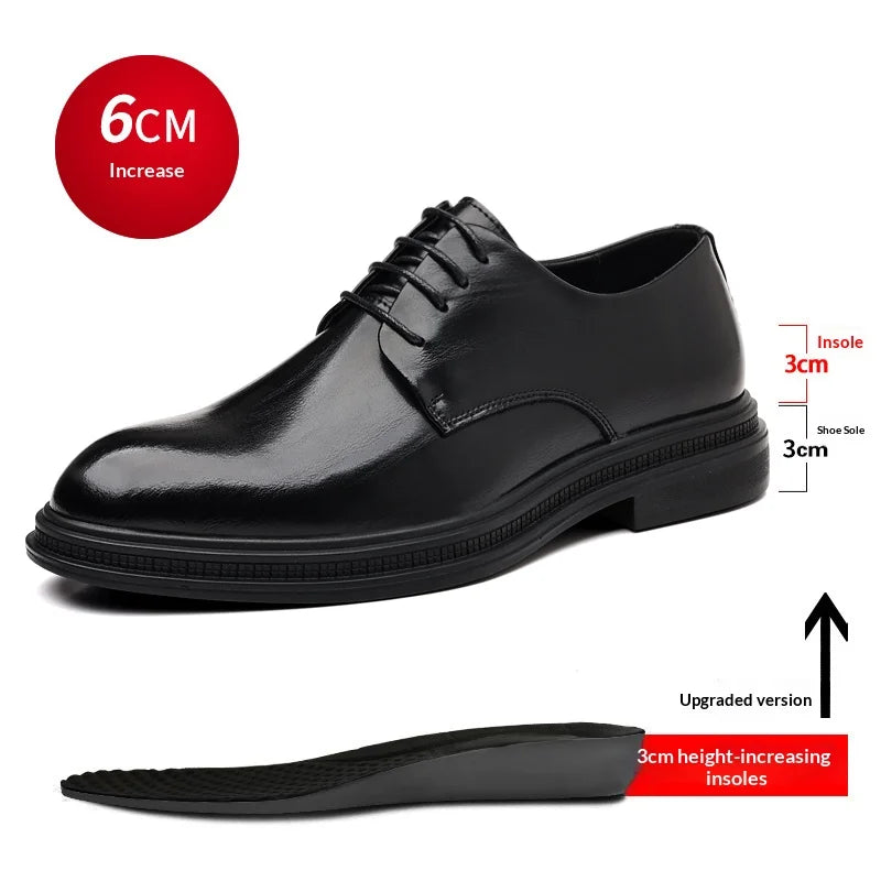 summer Men Elevator Shoes Dress Shoes Formal Leather Quality Busincess Lift 6CM 8CM Height Increased Man Elegance Wedding Shoes