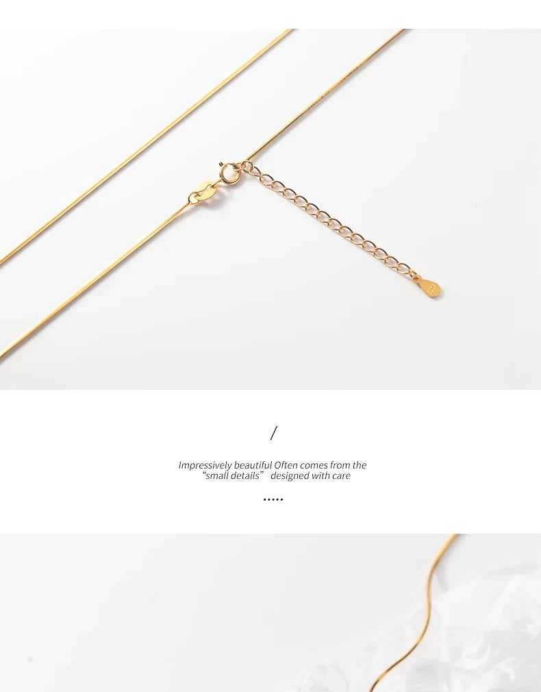 Classic Basic Chain 100% 925 Sterling Silver Lobster Clasp Adjustable Necklace for Women Snake Bone Chain Fine Jewelry