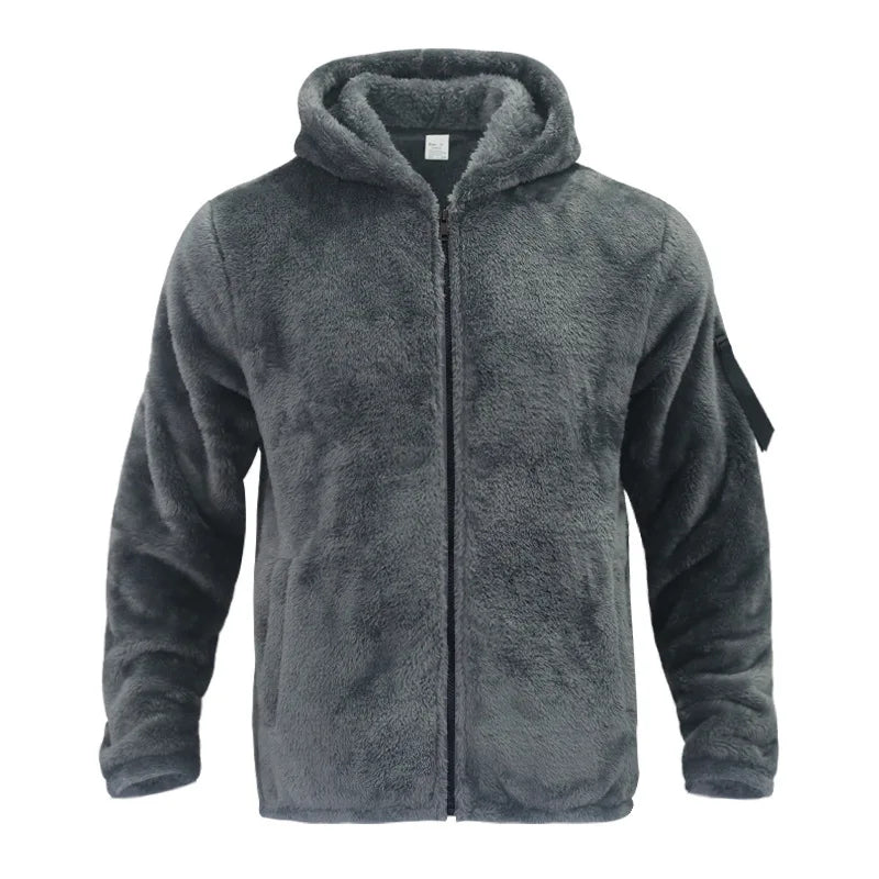 Men's Autumn and Winter Double-Sided Fleece Warm Jacket  Loose Hooded Casual Jacket