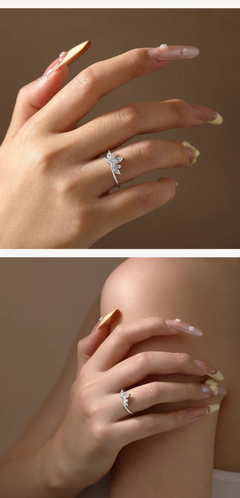 Luxury Sparkling Marquise Rectangle Moissanite Curved Ring S925 Silver for Women party Daily Jewelry Gifts Anniversary