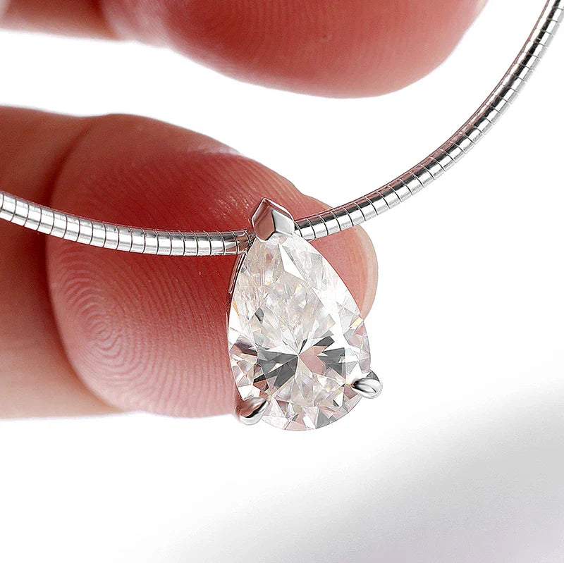 Pear Cut 3-5CT 100% Real Moissanite Necklace for Women Luxury Jewelry 1.5mm Chain Pendant 925 Sterling Silver Plated 18K