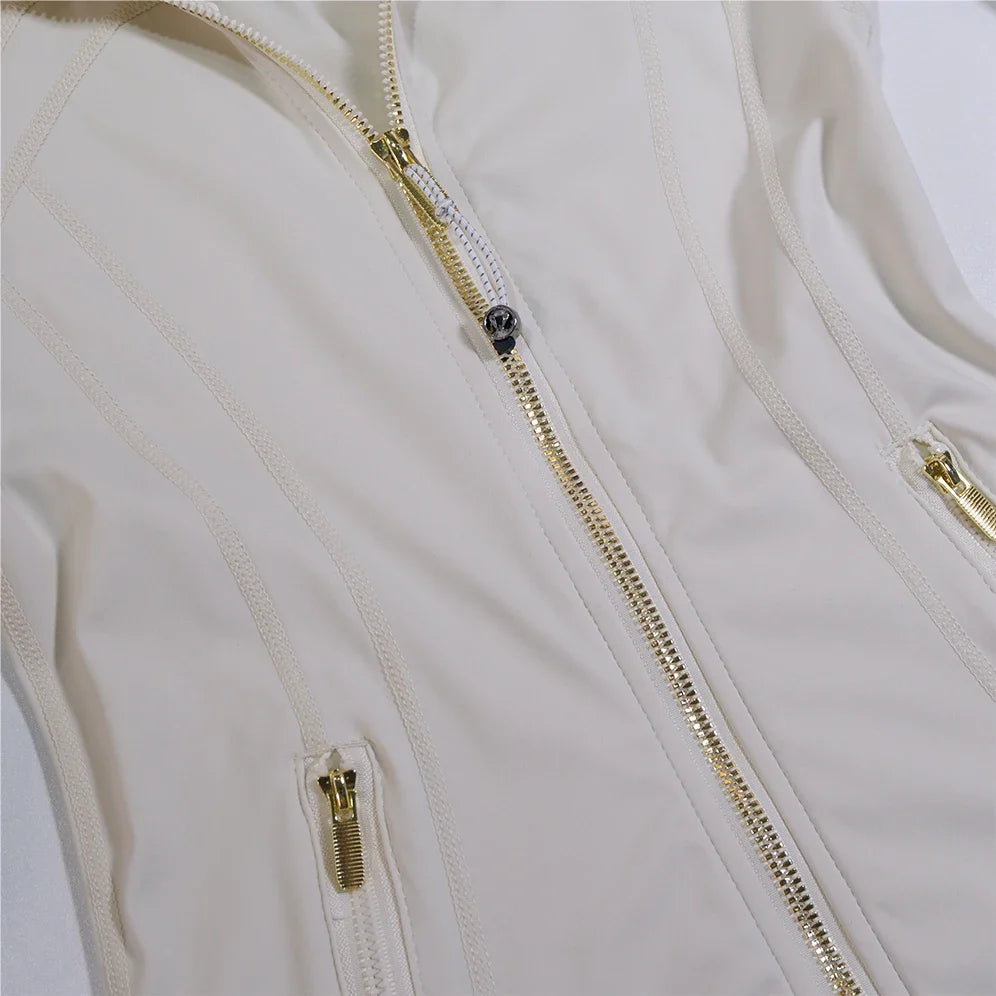 New Version Gold Zipper Slimming Jacket Yoga Stand Collar Coat Slim Fit Quick-Dry Sports Thin Twilight Rose Gold Summer