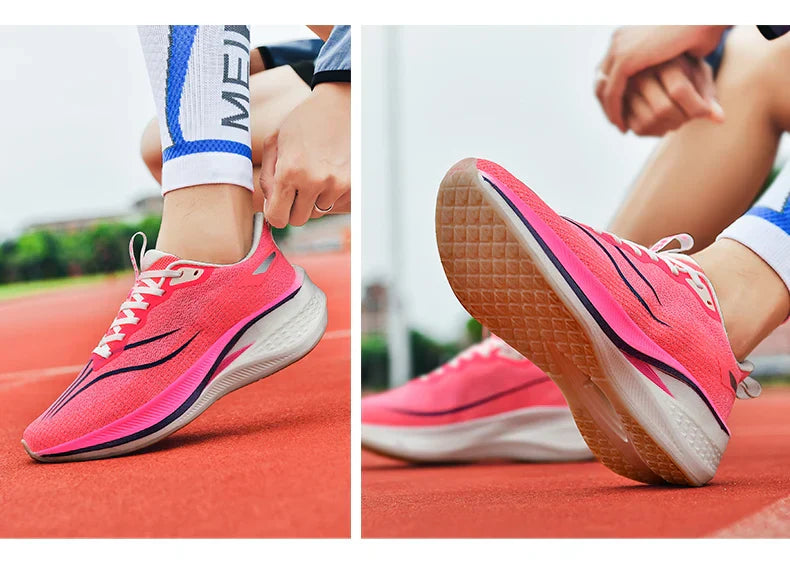 Fashion men's and women's sports running shoes casual breathable mesh surface carbon plate support wear-resistant rubber outsole