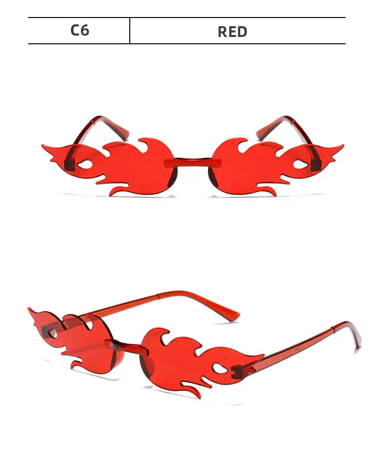 Flame Sunglasses Rimless Personality Colorful Ball Party Sunglasses Candy Hip-hop Fruit One-piece Glasses