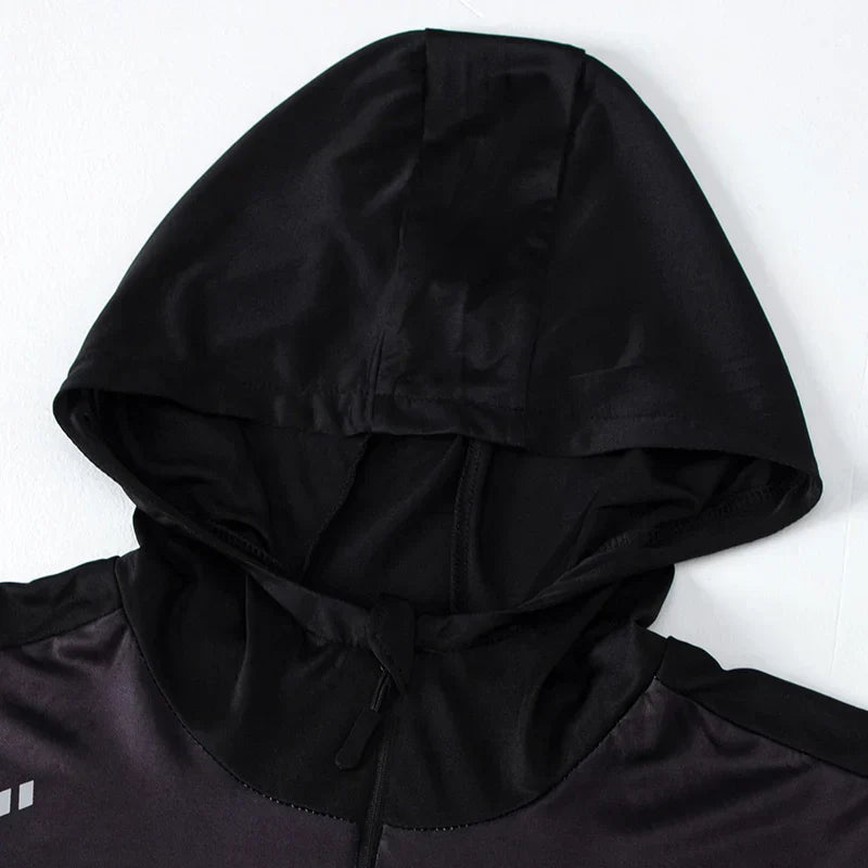 5-Piece Men's Quick-drying Sports Suit Fitness Running Tight Elastic Trousers With Cap Gradient Coat Round Neck Casual T-shirt