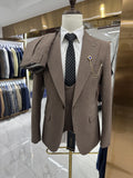 Business Gentleman 2026 Groom Wear Slim Man Suit Jacket Vest Pants Classy Formal Banquet Hot Sale Glamorous Patterned Tuxedo