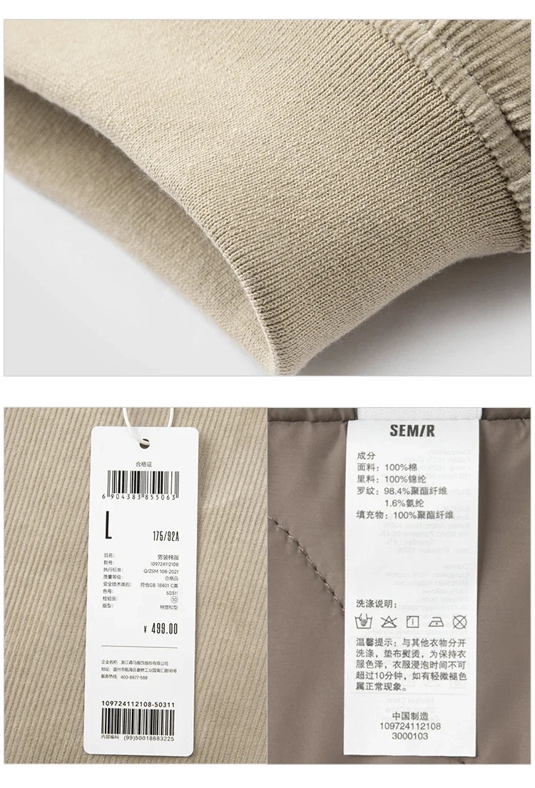 Cotton Jacket Men Corduroy Texture 2024 Winter New Pilot Jacket Thick Oversize Cotton Jacket