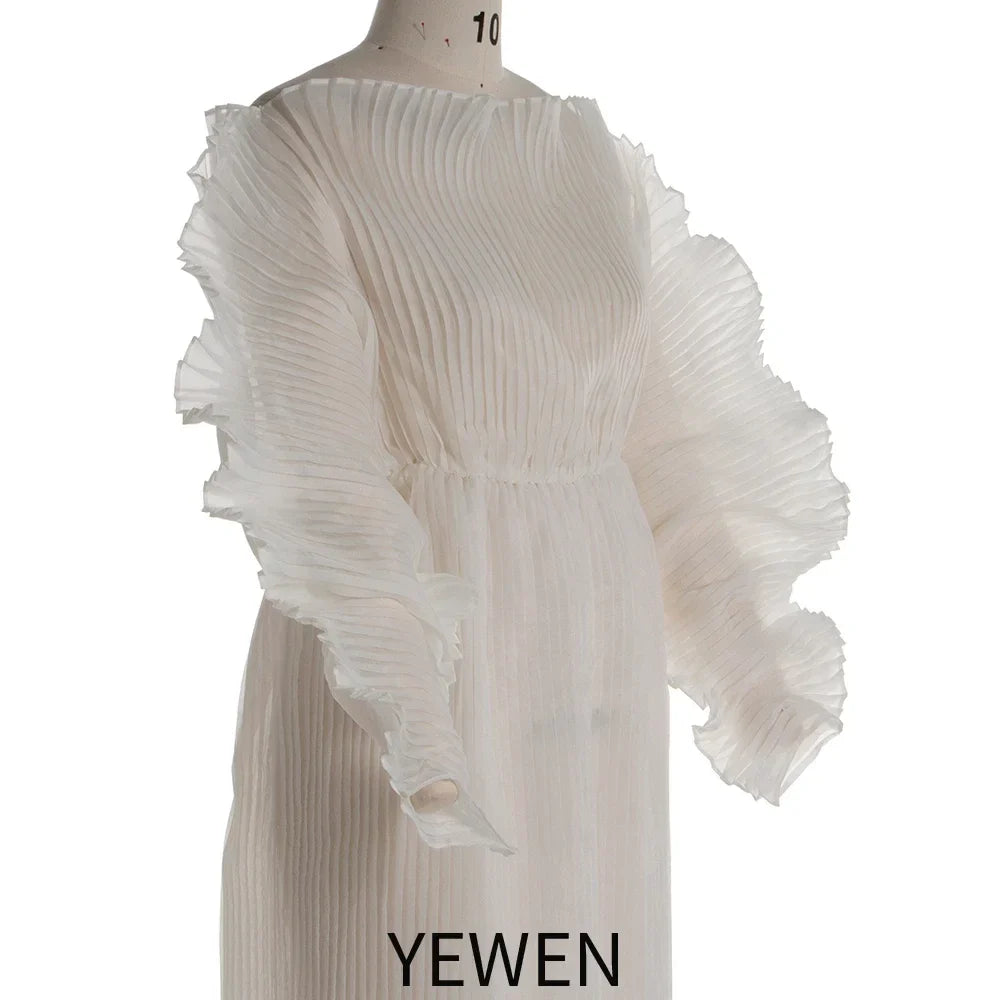 White Pleated Maternity Photoshoot Dress