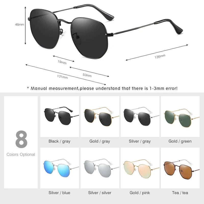 New Fashion Women Hexagon Sunglasses Men Retro Polarized Driving Coating Mirror Sun Glasses Goggle UV400 Eyewear gafas de sol
