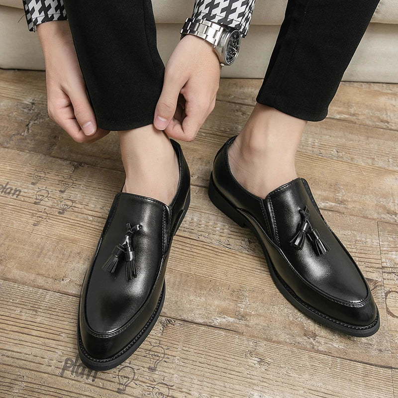 Luxury Designer Mens Business Formal Leather Dress Black Brand Casual Shoes Wedding for Men Office Luxury Flats Footwear Loafers