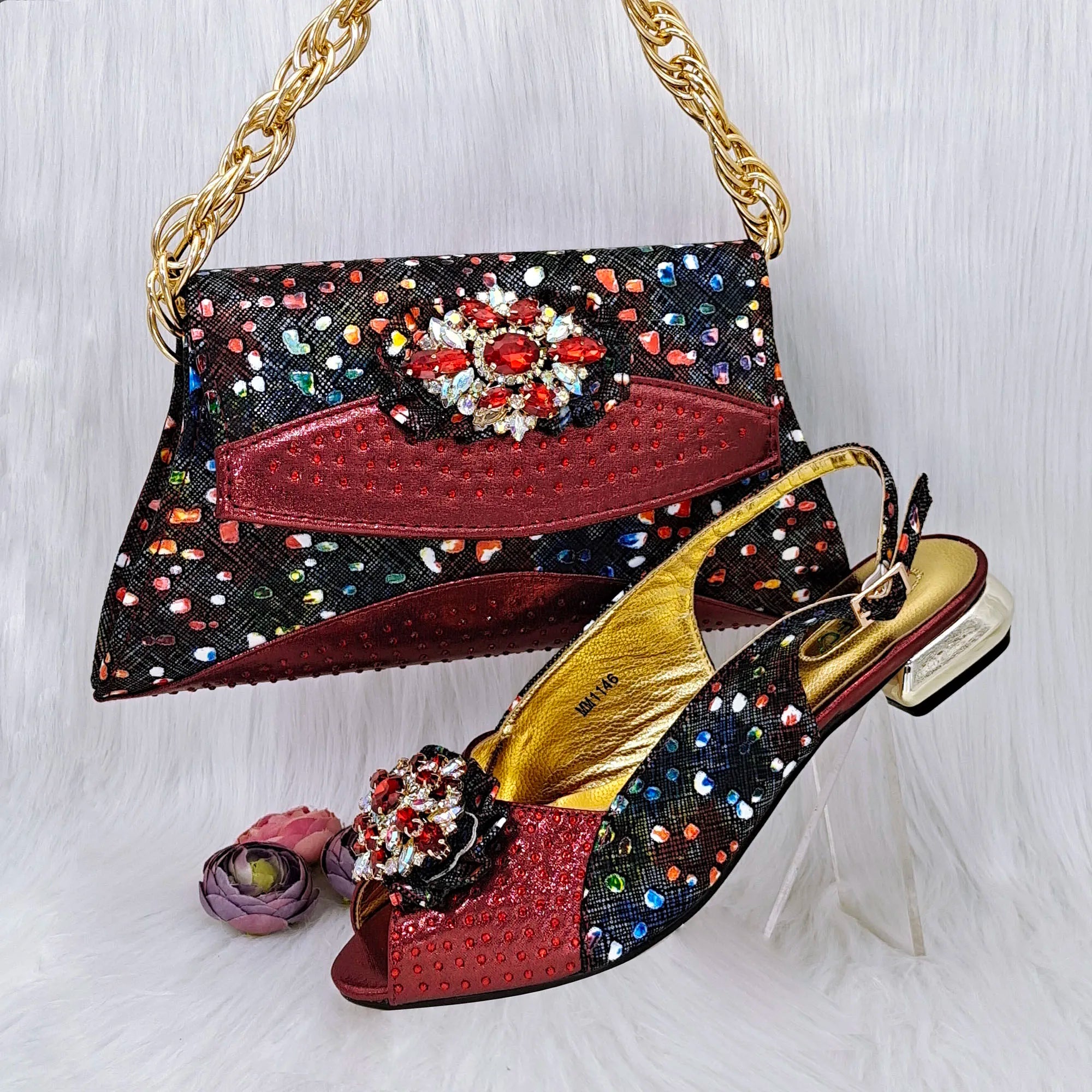 Flash Diamond Decoration Women's Bag With Comfortable Shoes