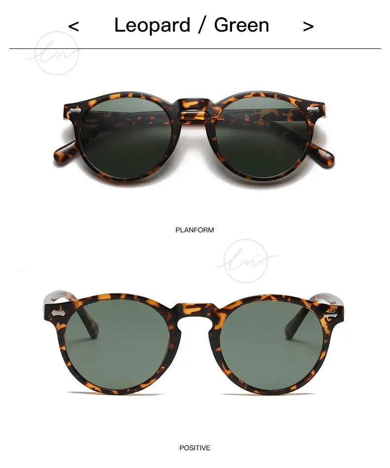 Retro Round Polarized Sunglasses Women Men Classic Leopard Frame Driving Shades Vintage Sun Glasses Unisex UV400 Gafas De Sol