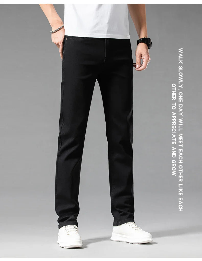 2026 Men White Jeans Fashion Casual Classic Style Slim Fit Soft Trousers Male Brand Advanced Stretch Pants