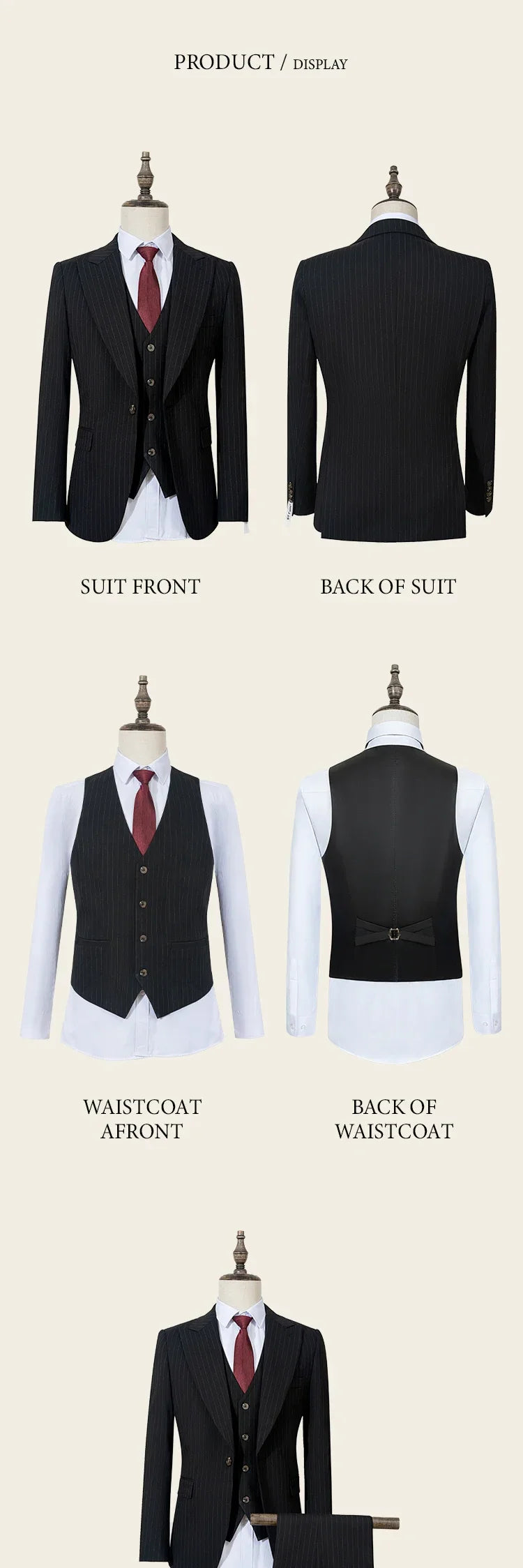 High-quality striped suits for men slim fit luxurious and elegant men's business suit 3-piece set party full men's suit