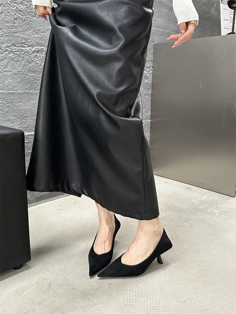 2024 Autumn Pointed Toe Women Sexy Shallow Slip On Pumps Shoes Fashion Thin High Heel Ladies Elegant Dress Shoes Mujer