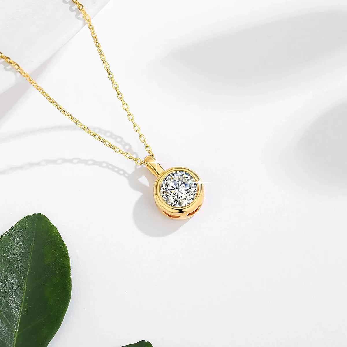 18K Gold 1 Carat Moissanite Pendant Real AU750 Minimalist Style Woman Solitaire Choker Engagement Wedding Gift Fine Jewelry