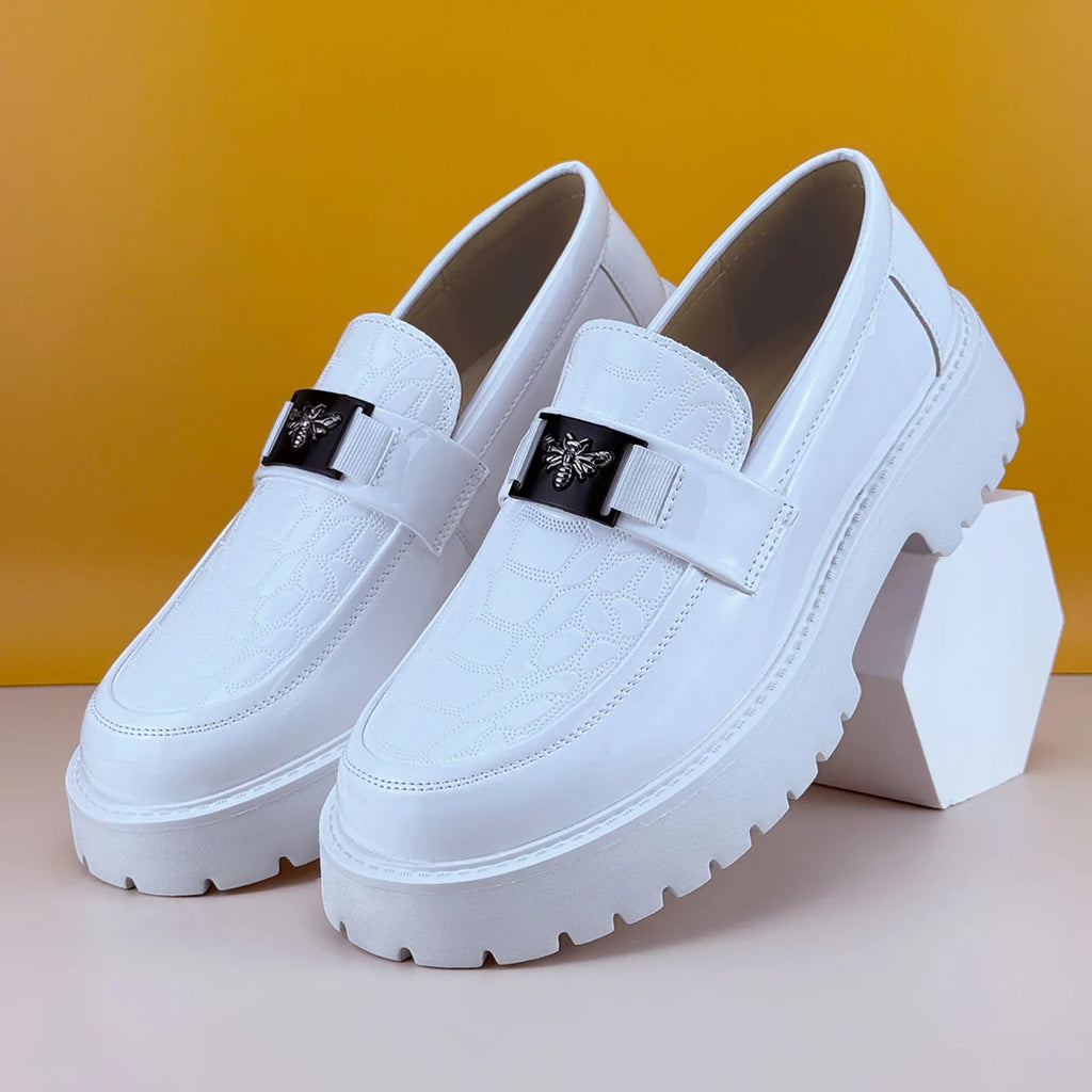 2026 Fashion Bee Design Men's Leather Shoes Thick Sole Luxury  Slip On Loafers Comfort Fashio Business Party Formal Dress Shoes
