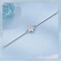 925 Sterling Silver Ice Flower Paved CZ Bracelet Charm Bracelet Adjusable Link Chain for Women Teens Winter Wrist Decor