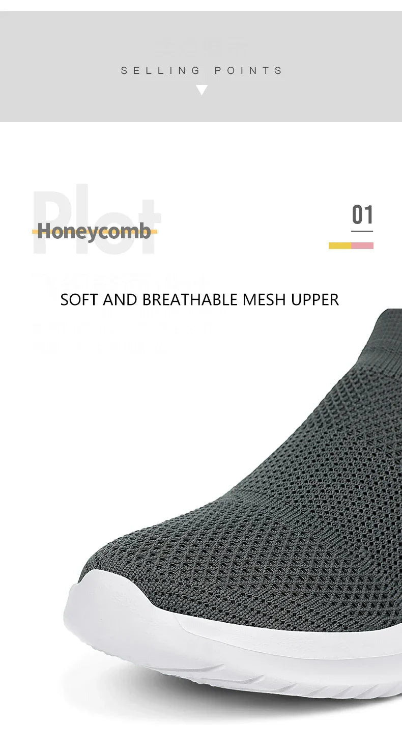 Men Shoes Sneakers Breathable Mesh Slip on Running Shoes Outdoor Non-Slip Couple Jogging Training Hiking Sports Shoes