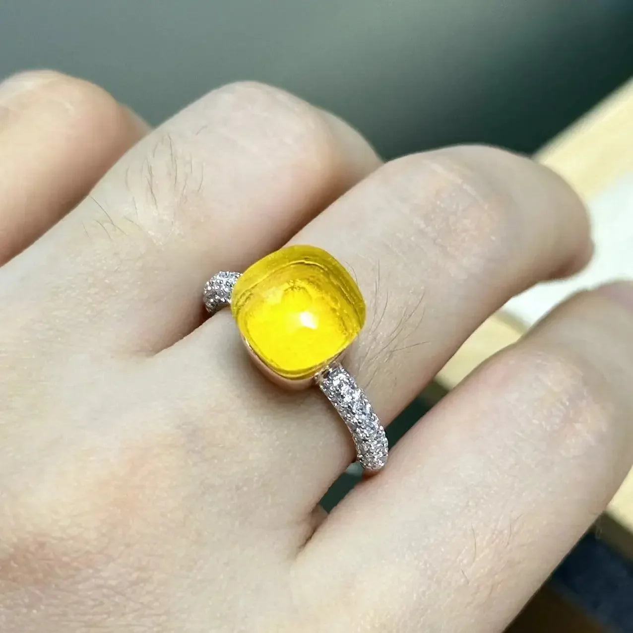 10.6mm S925 Ring Silver Rose Gold Metal 32 Colors Candy Style Zircon Crystal Ring for Women Fine Jewelry Party Gift Trendy Ring