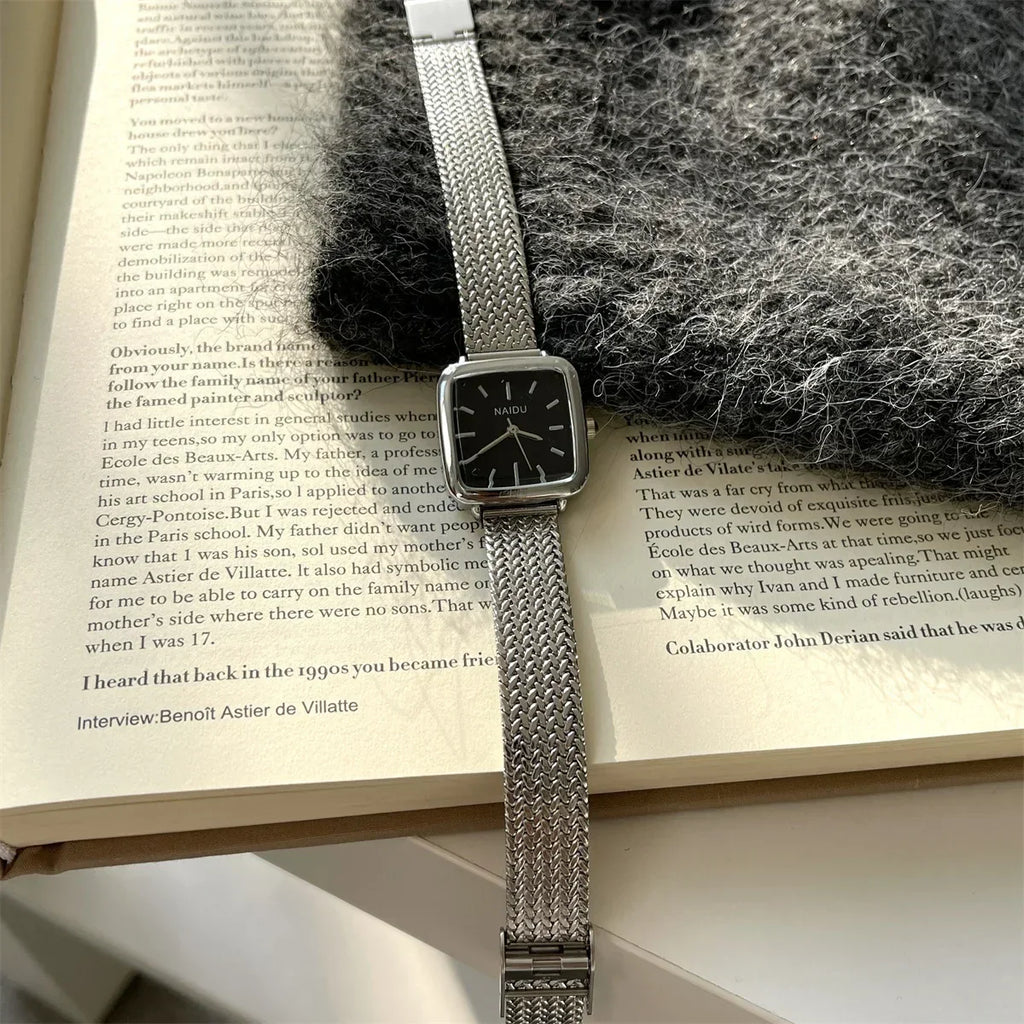 Brand Simple Quartz Watch for Women Retro Luxury Gift Ladies Watches Small Dial Adjustable Stainless Steel Strap Wristwatches