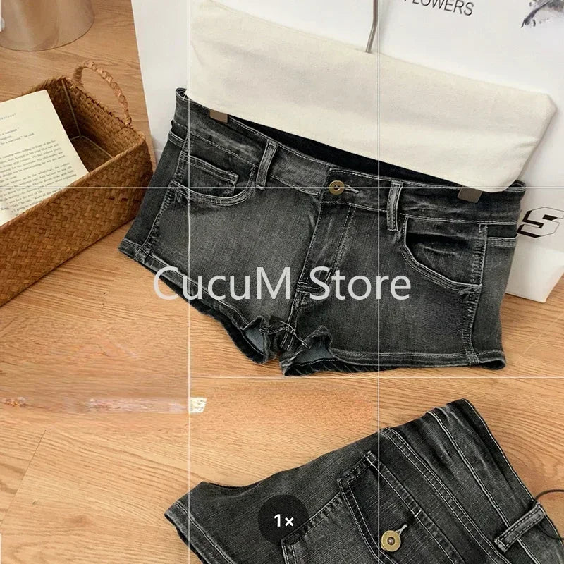 Harajuku Women's Jeans Shorts Y2K Grunge Vintage Streetwear Beach Jorts Clothes 2000s Denim Hot Pants Japanese 2025 Summer
