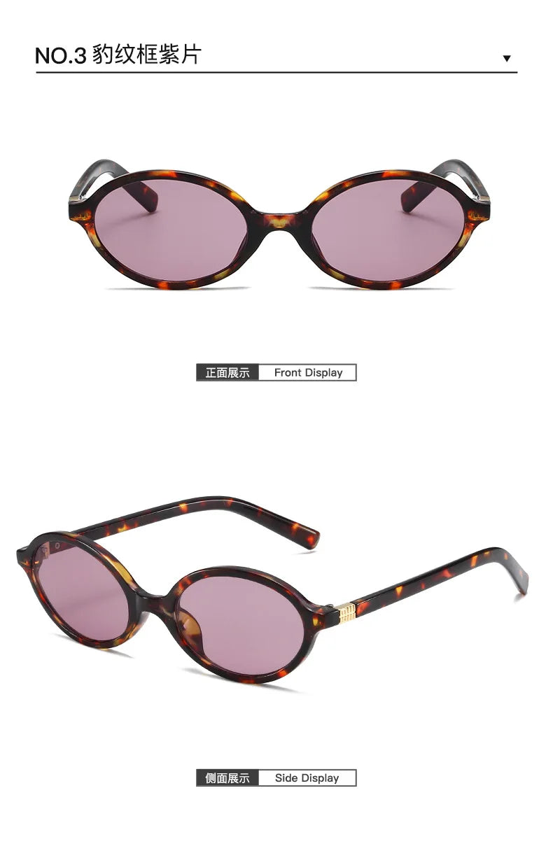 Fashion Oval Simple Literary Sunglasses Women Retro Small Frame Commuting Sunglasses Luxury Brand Design Travel Sunglasses UV400