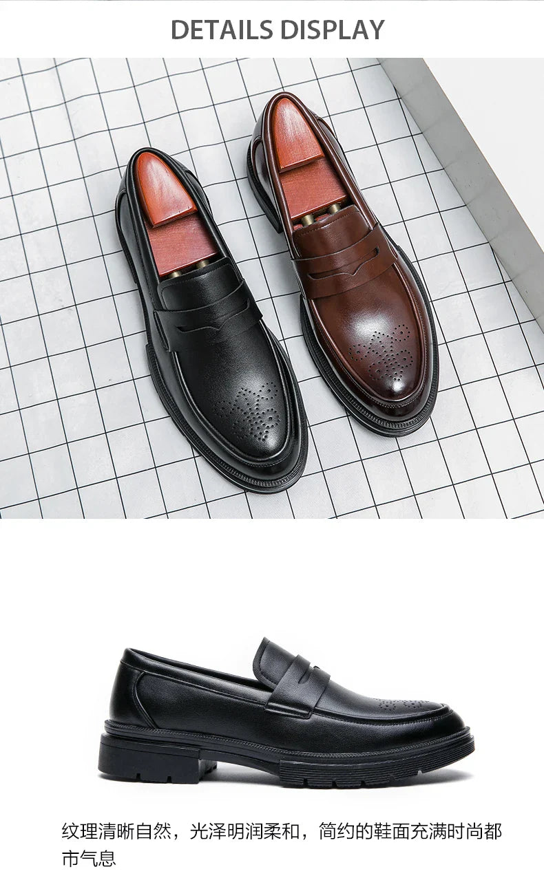 Men's Dress Shoes Retro Casual Business Leather Shoes Men Office Loafers Formal Social Brogues Wedding Leather Shoes For Men