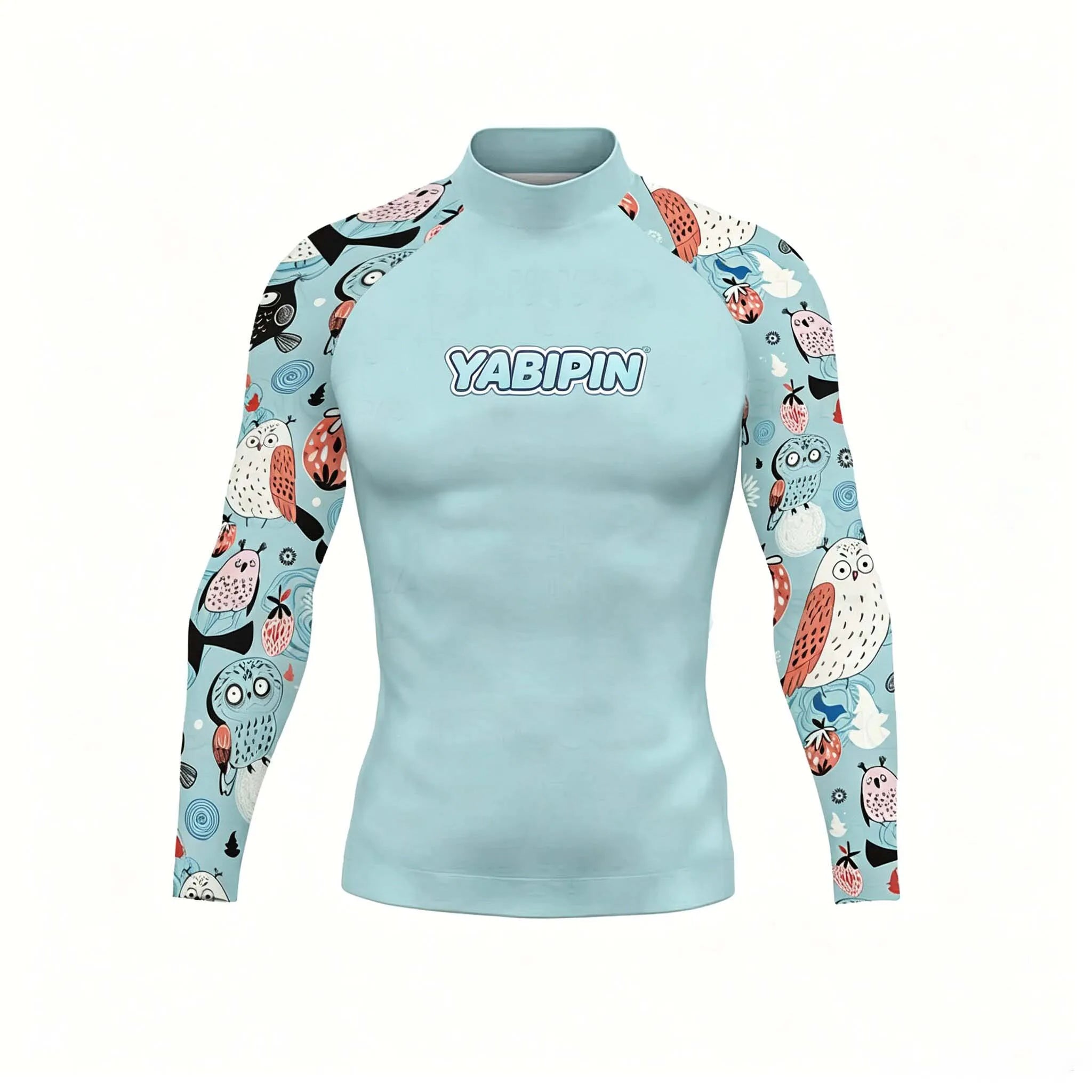 Quick Dry Long Sleeve Rash Guard for Men with High Collar – Sun Protection Beach Swim Tee