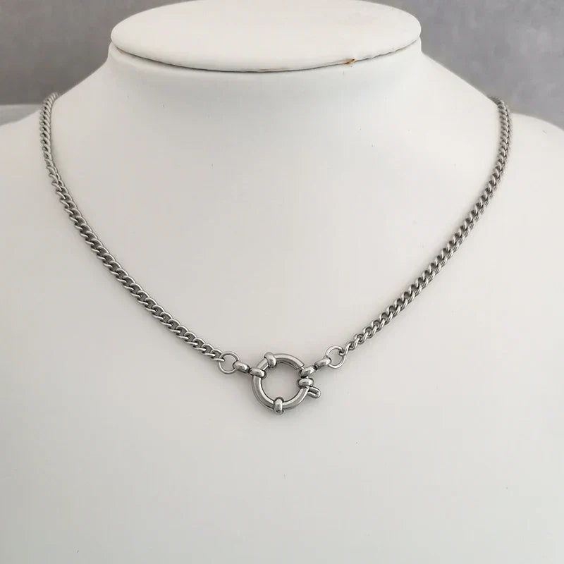 Necklace Women Men Choker Stainless Steel Geometric Rolo Link Cuba Paperclip Chain