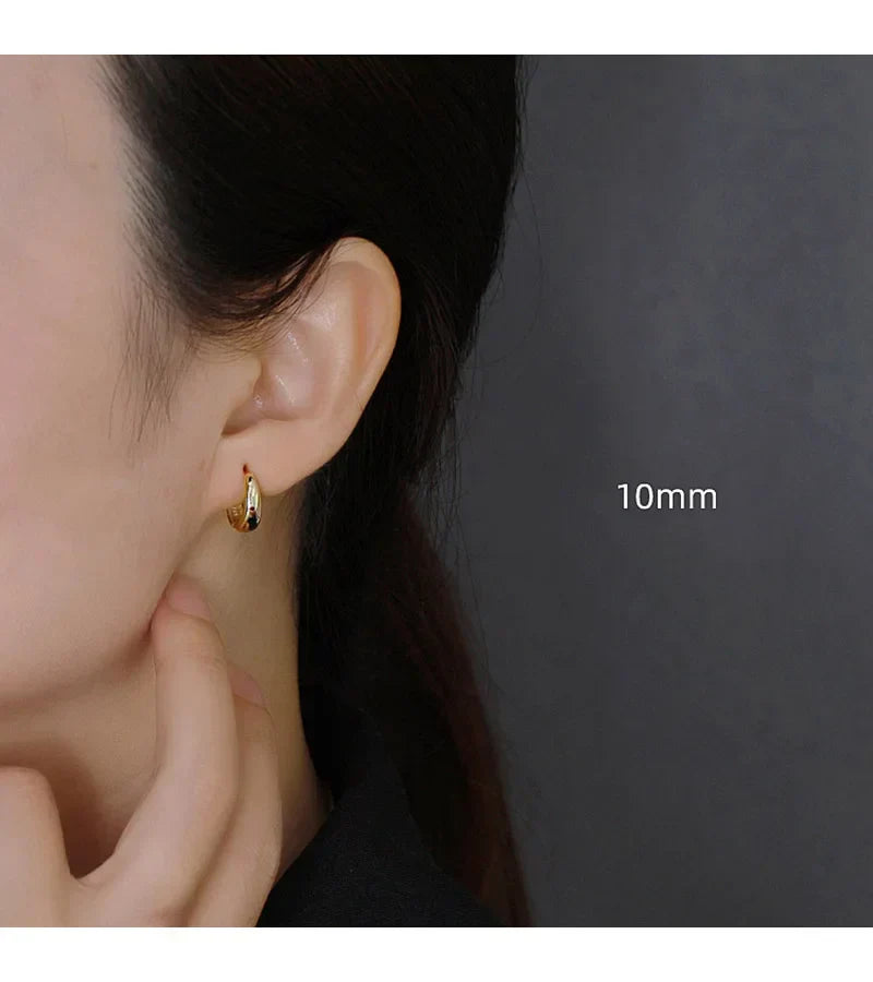 Real 925 Sterling Silve Fashion Inside Diameter 6 7 8 9 10mm Hoop Earrings For Women Men Personality Jewelry DG0132