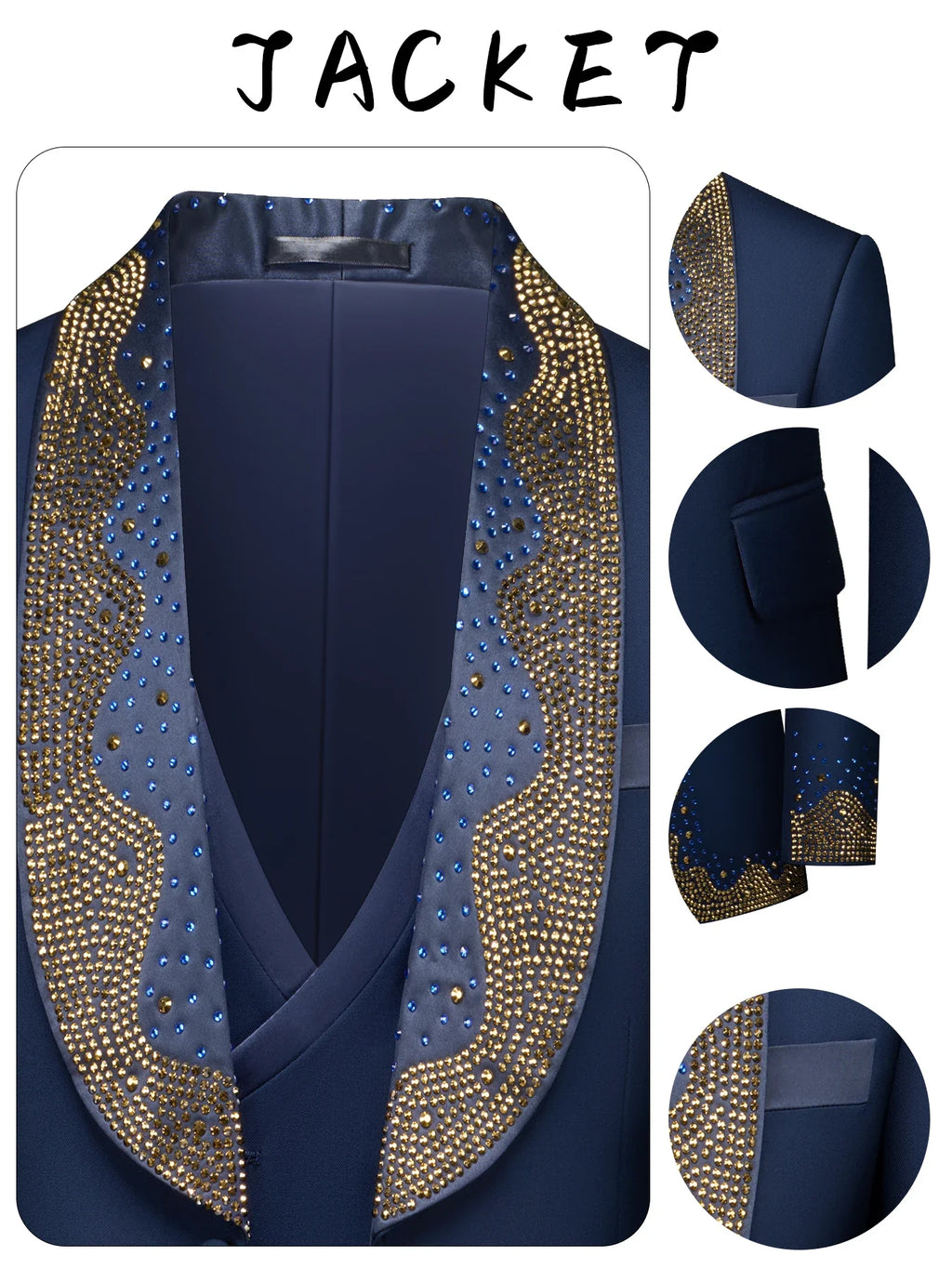 Luxury Wedding Suit For Fashion Men Beaded Slim Fit Groom Tuxedo Gentleman Party Suit 3 Pieces (Jacket+Pants+Vest) 2025