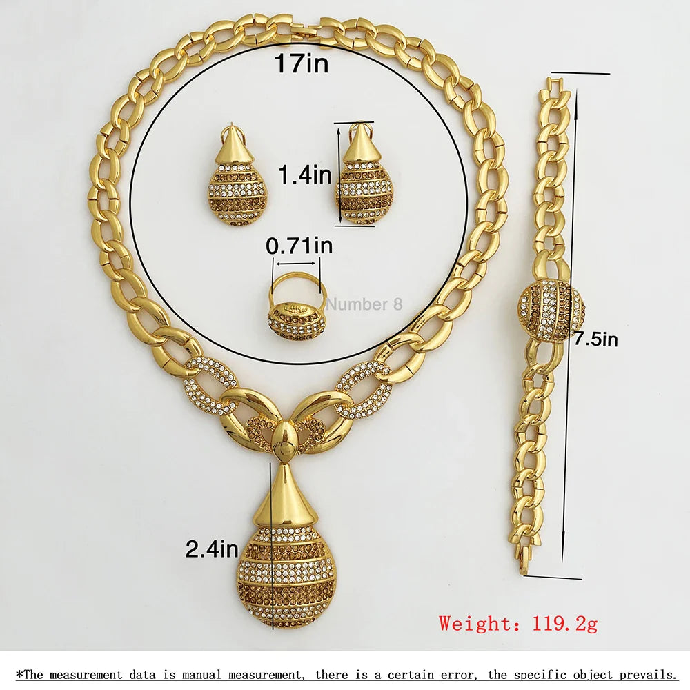 Elegant Dubai Women Jewelry Sets Luxury Design Necklaces Earrings Ring Bracelet Daily Wear Parties Vacations Ideal Gift