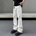 American Y2K Men's Jeans New Micro Flared Denim Pants Slim Fit Solid Color High Street Stylish Male Casual Trousers