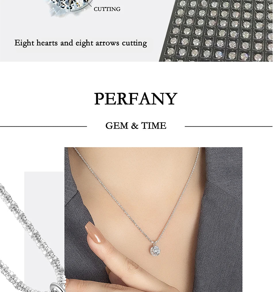 1/2CT Moissanite Necklace for Women S925 Pure Silver Sparkling Crown Diamond Pendant Luxurious Wedding Jewelry