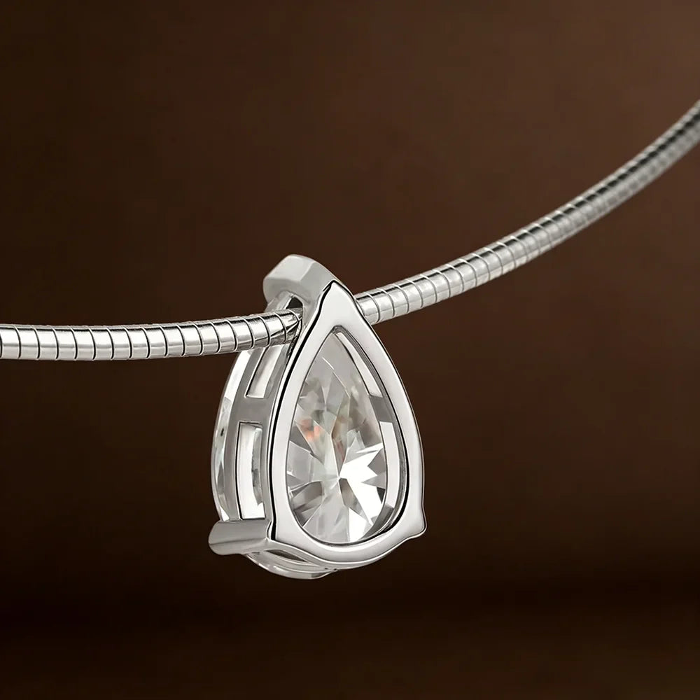3/4/5Carat Pear Cut  Moissanite Omega Necklace For Women S925 Silver Waterdrop Solitaire Diamond Collar Necklace GRA Certificate