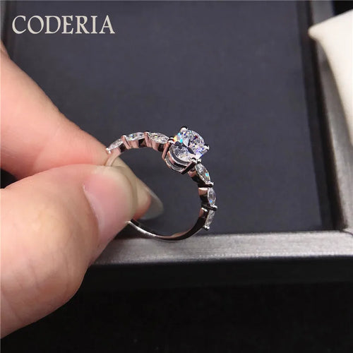 1 CT 2CT Oval Moissanite Ring 925 Sterling Silver Plated 18K Gold Engagement Rings Pass Diamond Test Luxury Moissanite Jewelry