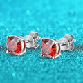 0.5-3CT Red Moissanite Stud Earrings for Women Luxury Jewelry S925 Sterling Silver Plated Platinum Party Ear Studs